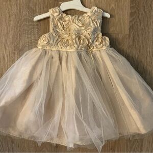 Holiday Editions Girl's Size 12 Months Ivory A-line Dress With Fabric Roses